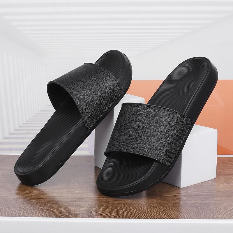 Men's EVA One-Strap Slide Sandals, Comfortable Anti-Slip Design, Sizes 39-46, Black & White, Perfect for Daily Use