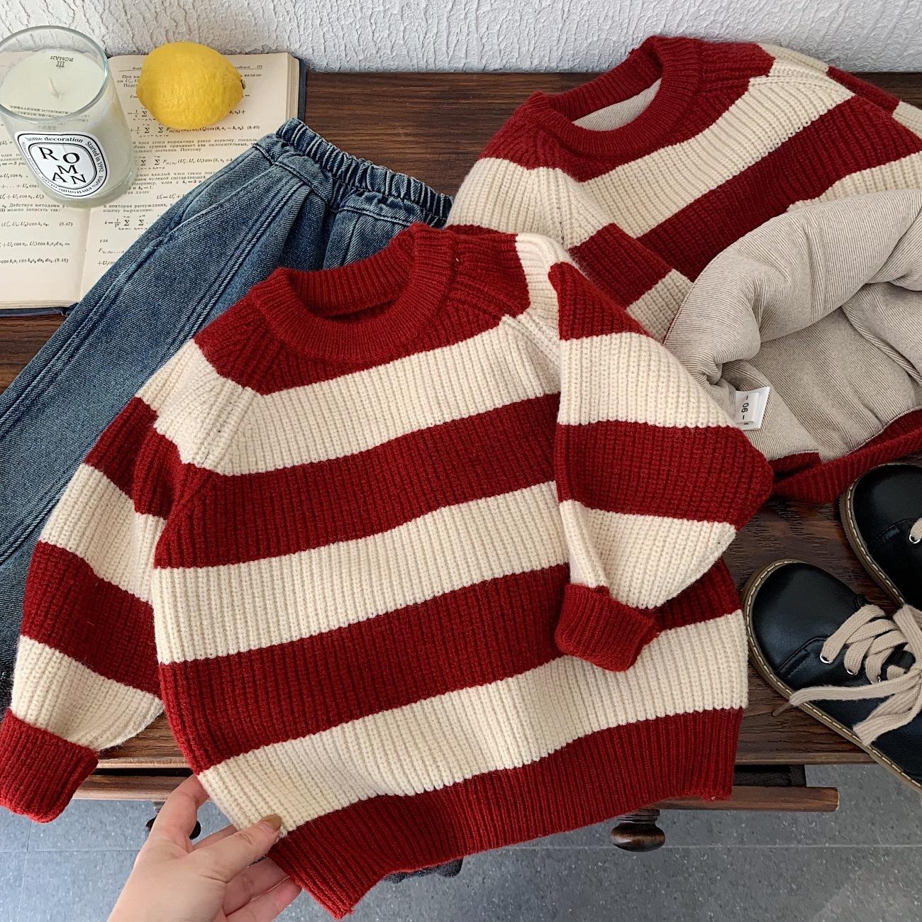Boys Thick Warm Knit Sweater with Fleece Lining Winter Top for Toddlers 80