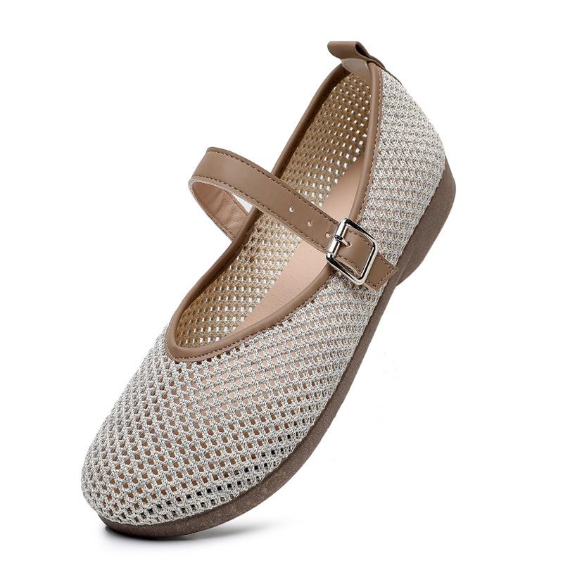 Women's 2025 Mary Jane Mesh Shoes - Breathable Flyknit, Soft Sole, One-Strap, Hollowed-Out Design
