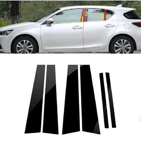 6PCS Polished Pillar Posts For Lexus CT200h CT 200 200h 2011- Window Door Column B C Pillar Post Cover Trim