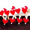 50Pcs Wooden Heart Pegs Clip Stylish Red Love Heartphoto Paper Clips Wedding Decoration Craft