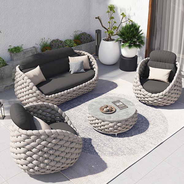 Rattan Weave Outdoor Sofa Set for Garden Terrace and Sunroom