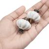 Lot de 8 boutons de meuble céramique blanc et bronze forme citrouille 3 x 3,5 cm