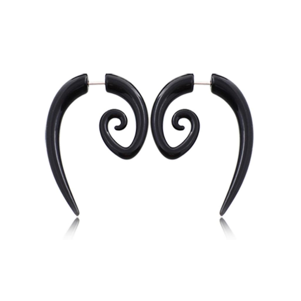 Unisex Stainless Steel Punk Stud Earrings for Men Women Black Geometry Star Cross Spike Skull Pendants Ear Jewelry Accessories