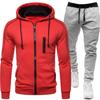 / New Men's Casual Sports Cardigan Hooded Sweatshirt Set