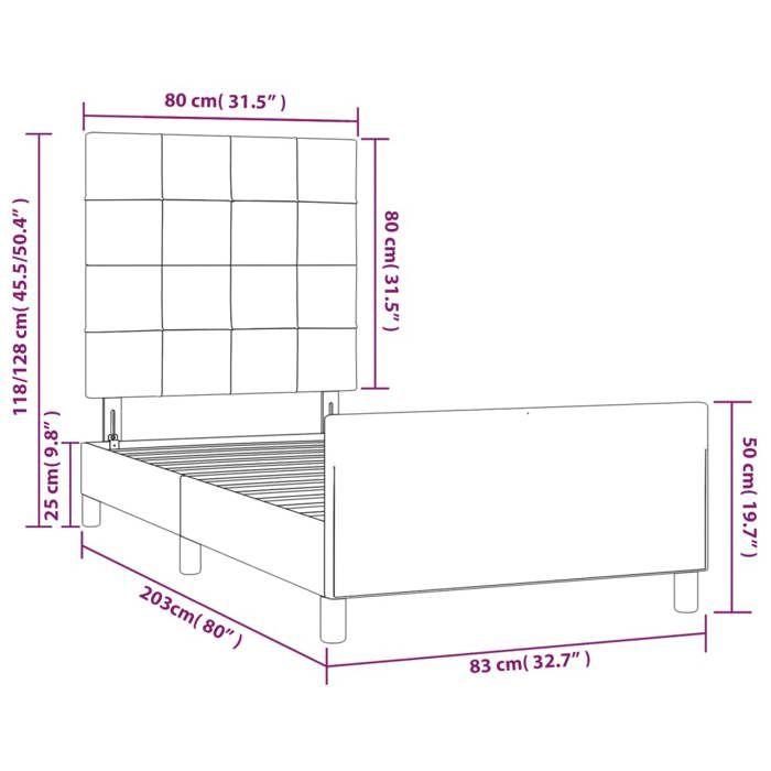 VidaXL Bed Frame with Headboard Dark Blue 80x200 Cm Velvet3125725
