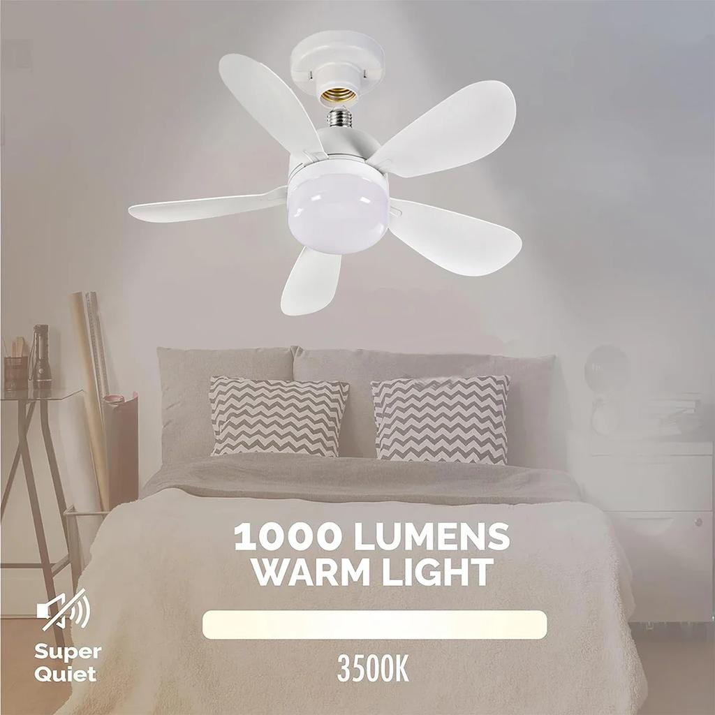 Home E27/26 Base Ceiling Fan Light Wireless Remote Control Infinitely Dimmable 20-40W Room Bedroom Ceiling Fan with Night Lights