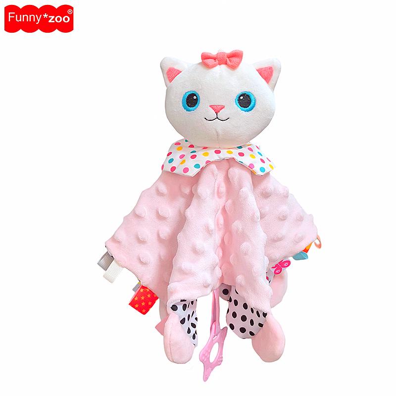 Funnyzoo Baby Animal Soothing Toy & Blanket with Teether and Rattle Bib