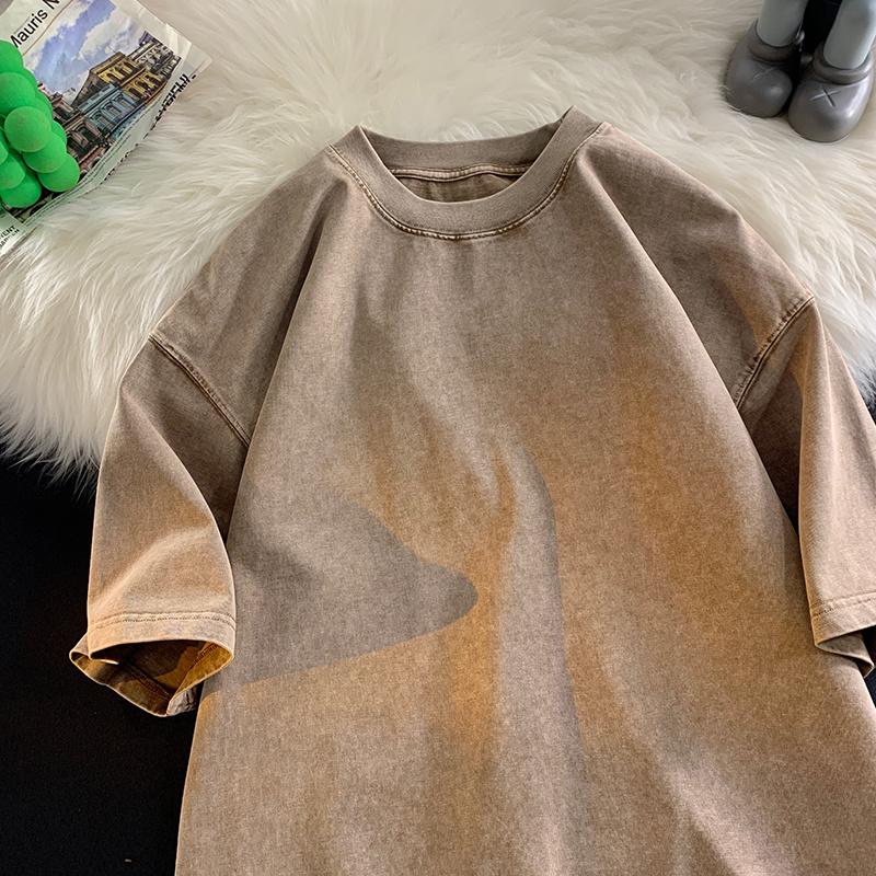 Übergroßes, säuregewaschenes T-Shirt für Damen, Vintage-T-Shirts, lässige Wash-T-Shirts, Mädchen-Retro-Luxus-Tops, T-Shirt-Kleidung