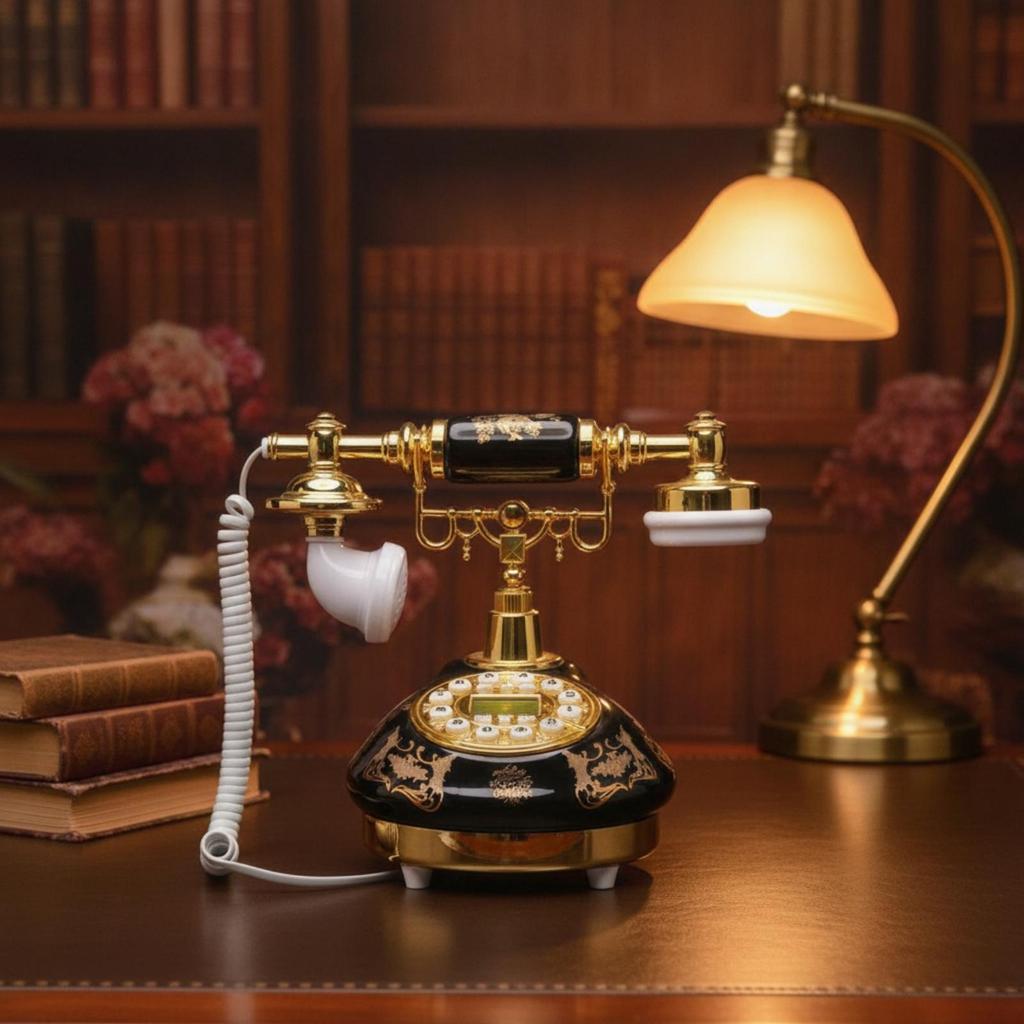 Decorative Antique Style Telephone Glossy Elegant Retro