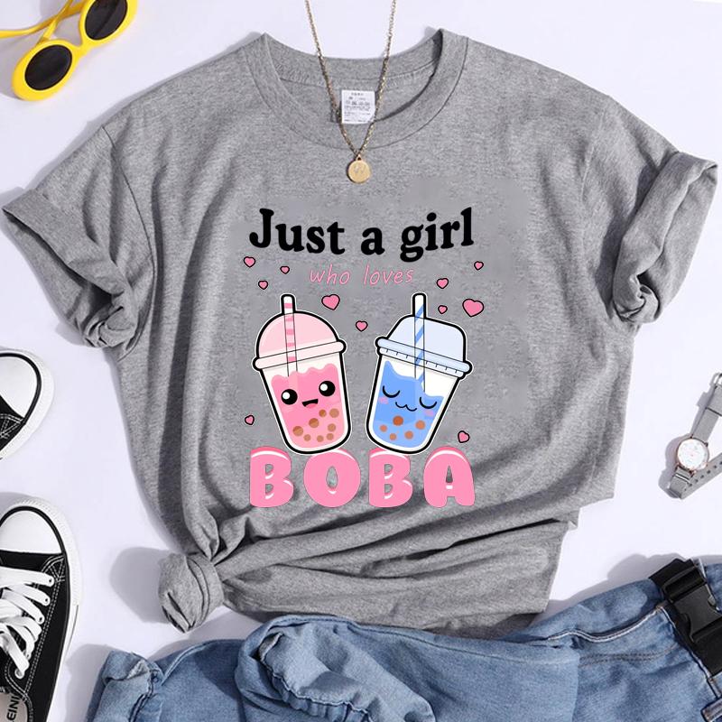 Jen holka, která miluje bobu, potištěné tričko dámská móda léto ležérní tričko s grafikou boby topy