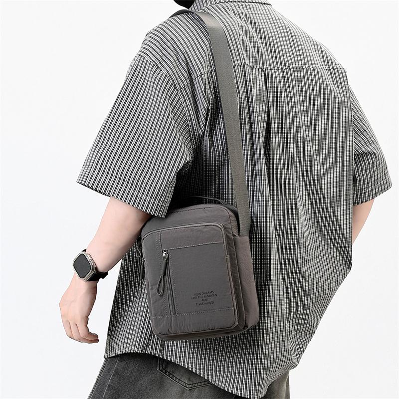 Men's Nylon Crossbody Backpack Fashionable Versatile Summer New Style Waterproof Single Shoulder Sling Bag Simple Design