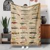 Soft Flannel Shawl Blanket With Full Fishing Lure Guide Warm Skin Friendly For Sofa Bed Office Multifunctional Machine Washable