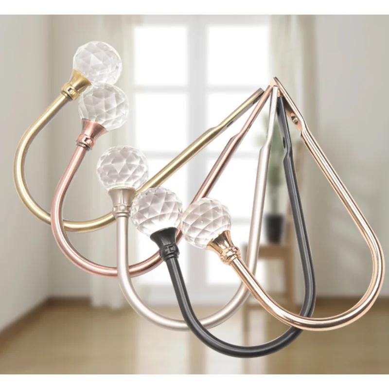 1pc Large Stylish Curtain Hold Back Metal Tie Tassel Arm Hook Loop Holder U Shaped Round Window Wall Decoration Hanger 2024 LS