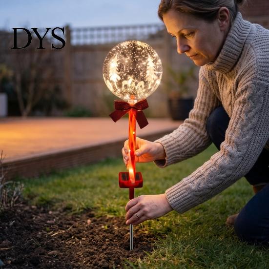 Solar Powered Outdoor Garden Lights 2Pcs Christmas Ball Light, Color Changing LED Stake with Automatic Dusk to Dawn 13 Beads, IP65 Waterproof