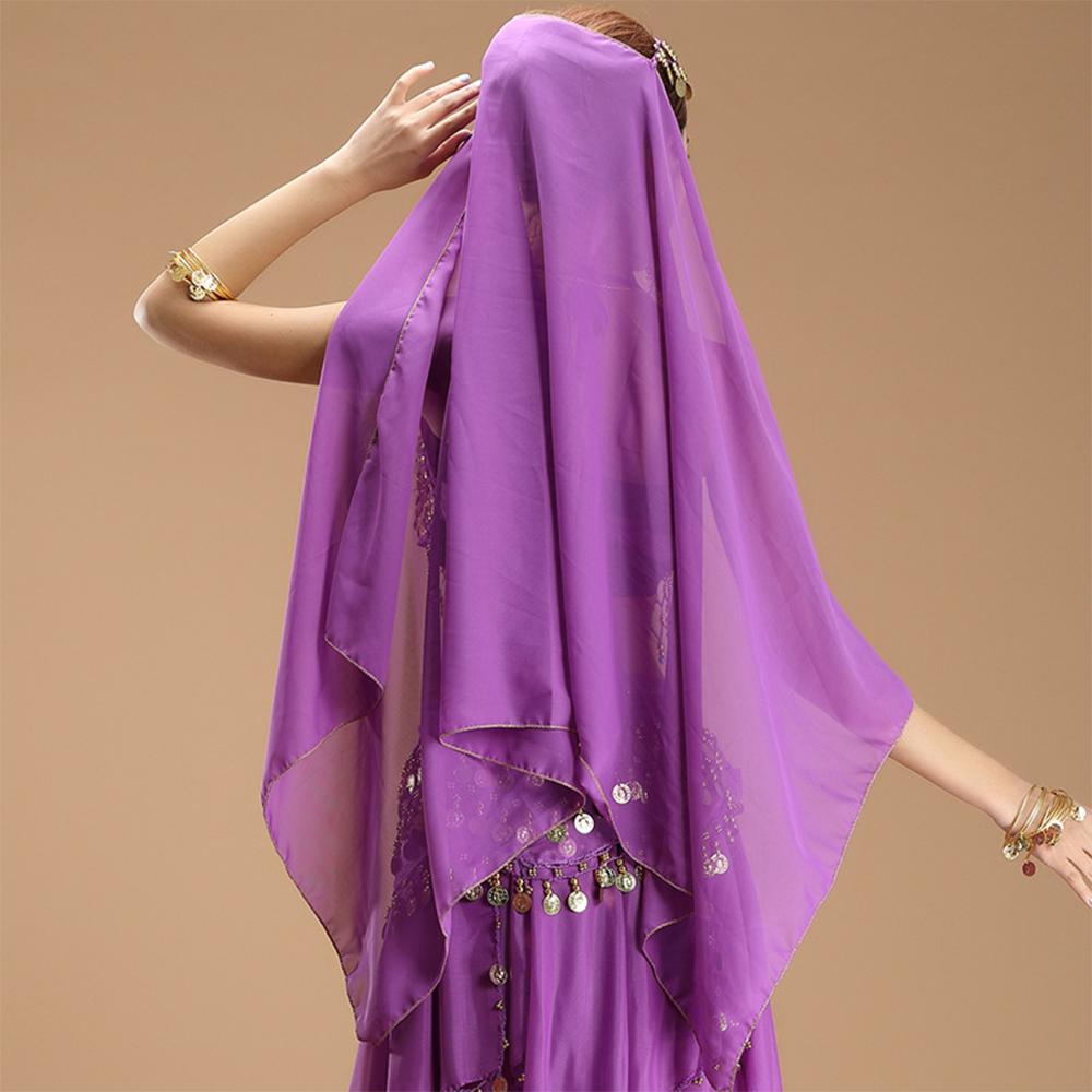 Indischer Tanzstil Indischer Tanz Schleier Bauchtanzkostüm Aufführung Chiffon Hängende Münzschärpe purple