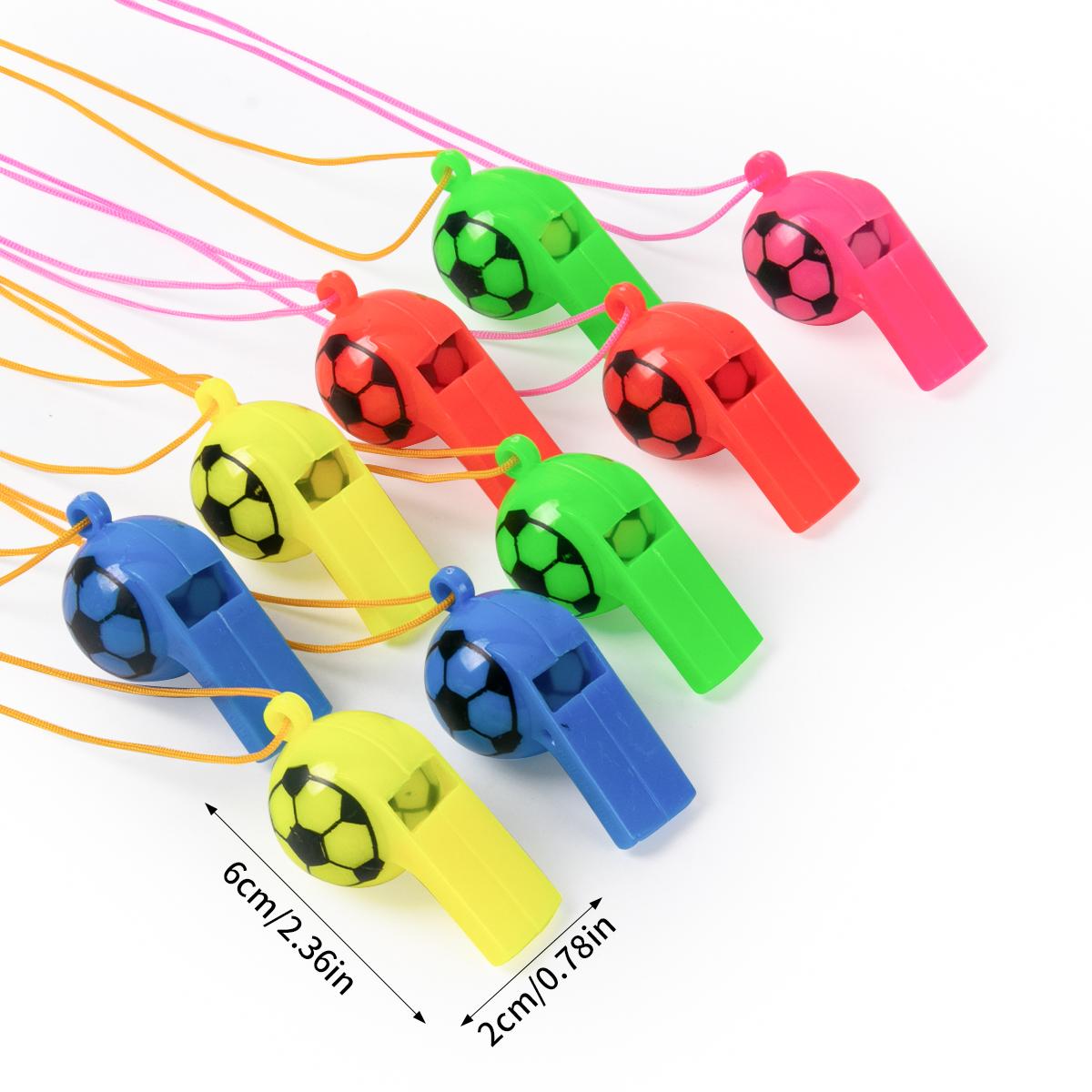 

10/20pcs Plastic Football Whistles Soccer Pattern Whistle Soccer Cheerleading Fans Cheer Whistles for Outdoor Sports party favor 10pcs