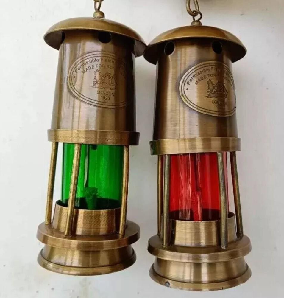 Nautical Minor Brass Oil Lamp Hanging Lantern Antique Marine Ship Lantern Lamp