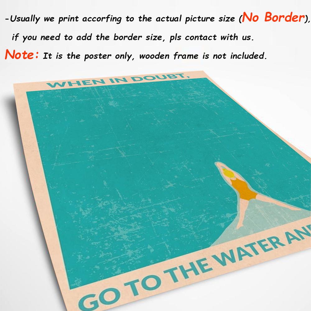 Abstract Diving Swimming Big Wave Posters In The Open Water Canvas Painting Print Quote Wall Art Pictures for Bedroom Home Decor