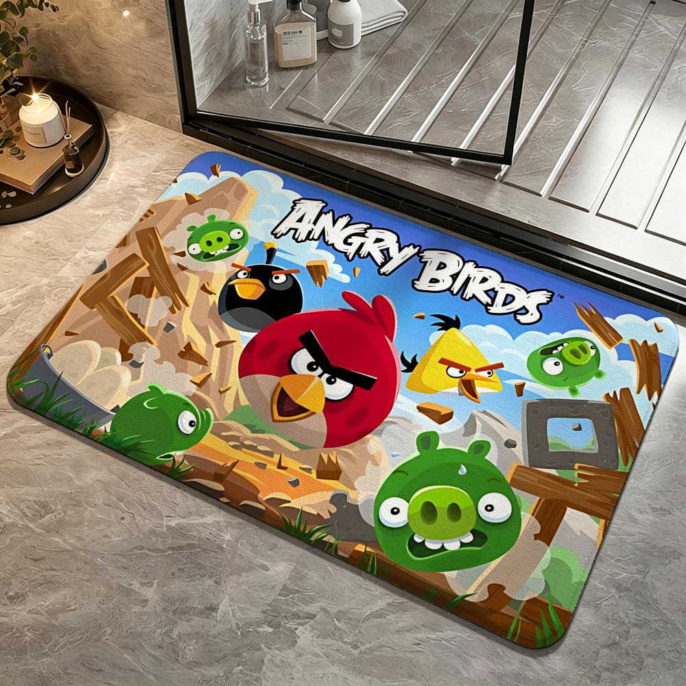 Game-Angry BirdsS Floor Mat Bedroom Carpet, Bathroom Foot Mat, Doormat, Non-Slip Absorbent Multi-Use