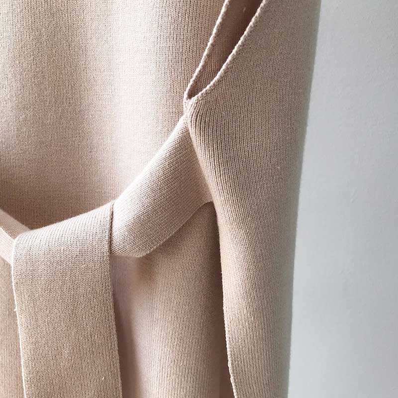 Split Hem Waist Coat with Belt Women's Autumn and Winter V-neck Knitted Vests Outer Wear Korean Version Loose Vest Women's Sleeveless Top