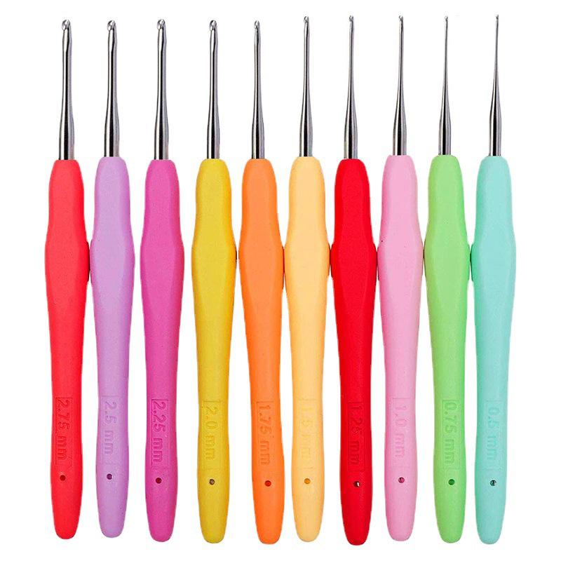 Colorful Metal Crochet Hook with Plastic Handle for DIY Knitting
