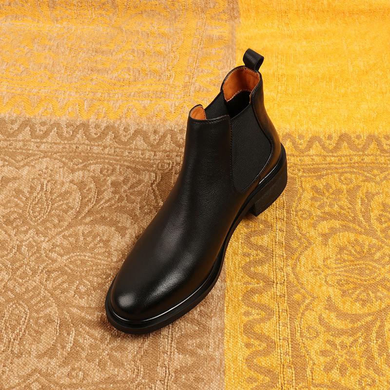 2025 Autumn and Winter New Minimalist One-pedal Chelsea Boots Medium Heel Black Martin Boots Women's Ankle Boots Thick Heel Short Boots