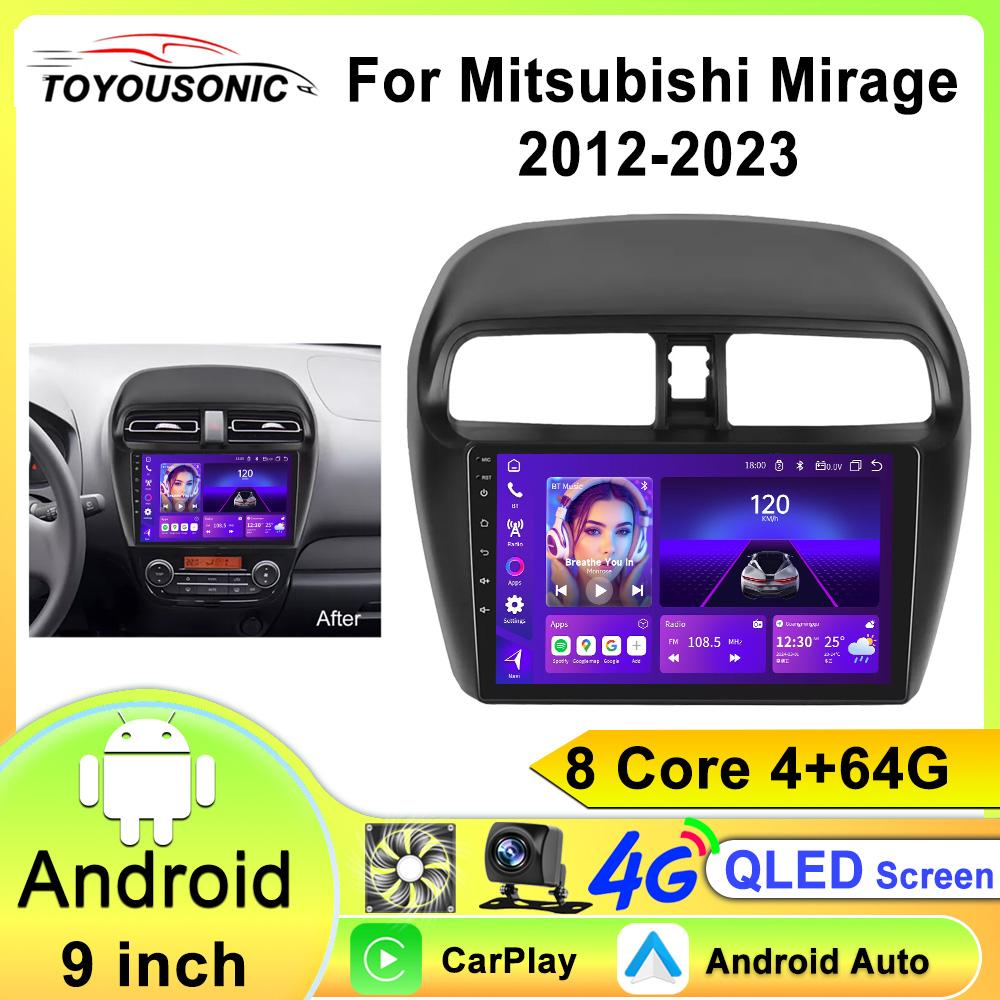 9palcové multimediální autorádio pro Mitsubishi Mirage Attrage 2012-2023 BT WiFi GPS Car-play Android Auto Přehrávač videa