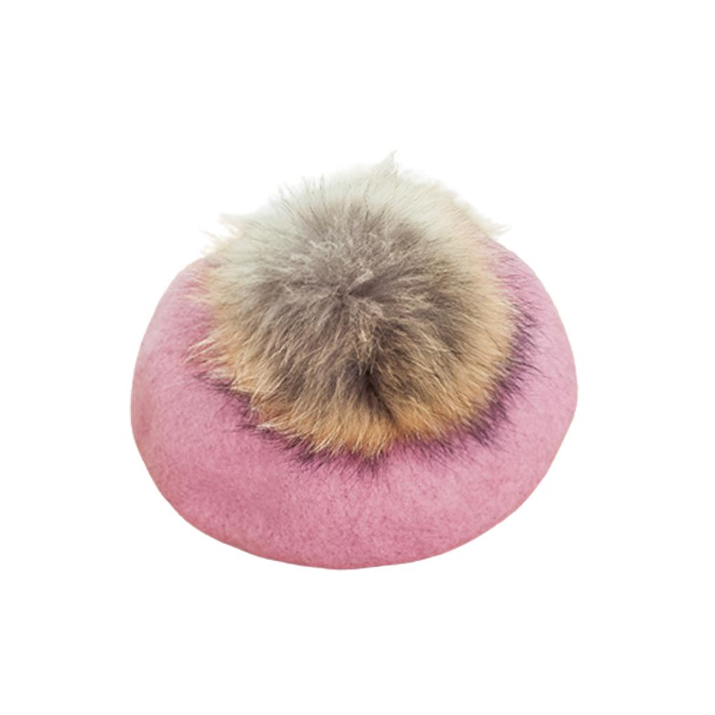 

Wool Winter Beret Solid Color Fur Protection Skullies Elegant Headwear Cold All Autumn Matched Hat Retro Plain Slouchy Warm