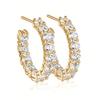 Huitan Versatile Women Hoop Earrings Full Shining Round CZ Fashion Elegant Party Daily Accessories Simple Zircon for Wedding