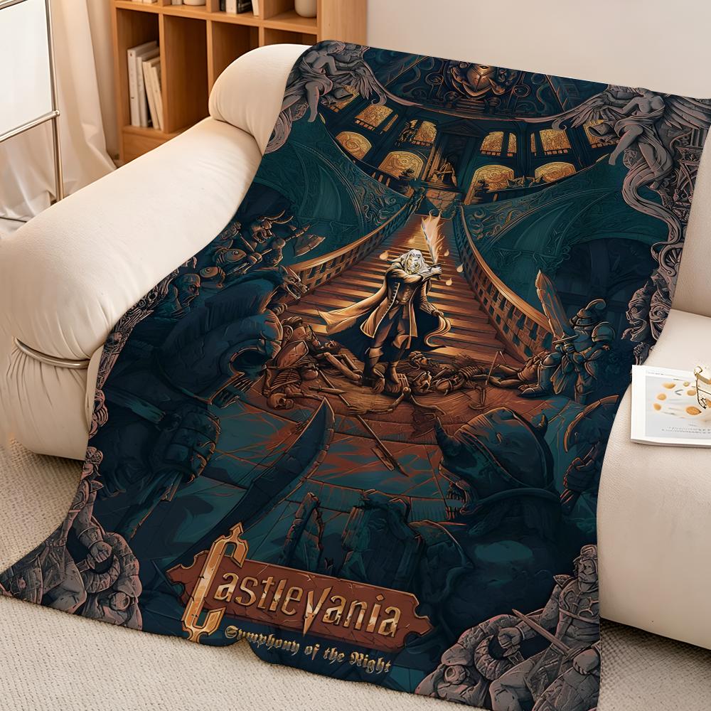 Game C-Castlevania Throw High-Density Short Plush Blanket Soft Skin-Friendly for Sofa Nap Air-Conditioned Room