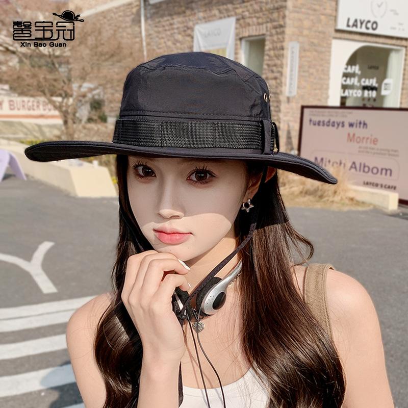 9232 Summer breathable bucket hat big eaves sun hat spring and autumn outdoor mountaineering fishing sun hat female tide
