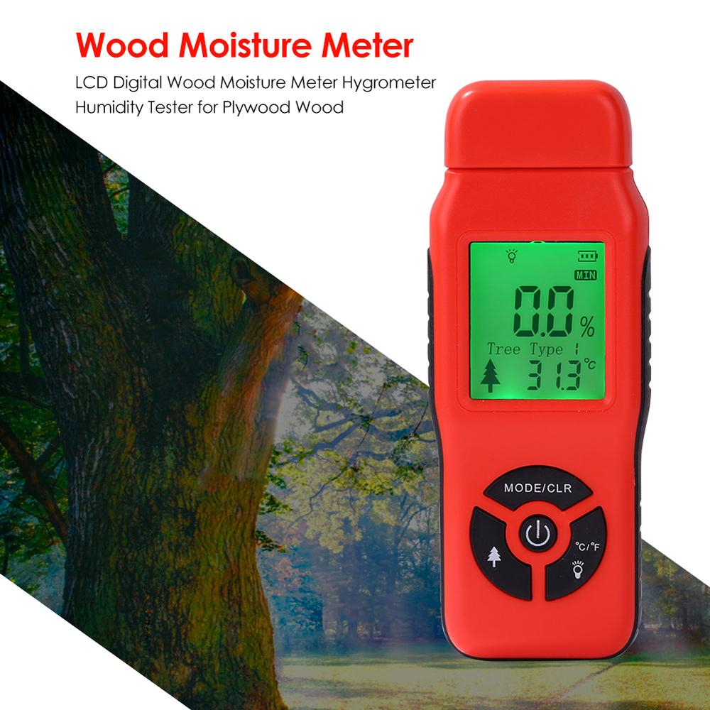 Digital Wood Moisture Meter LCD Display with Backlight Timber Humidity Tester Moisture Content