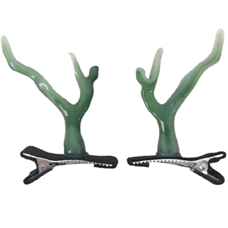 

Female Hair Pin 3D Horn Hair Barrettes Anti-slip Hairclip Cosplay Hair Decors зелений