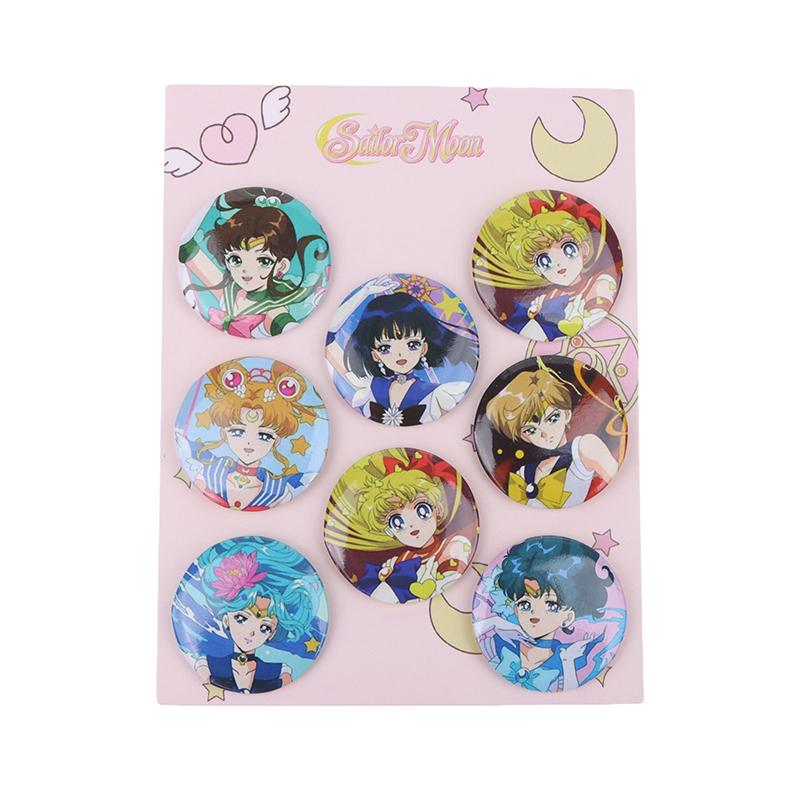 8 Pcs/Set Anime Tinning Tinplate Brooch Sanrio Backpack Badge Souvenir Clothing Gift For Friends