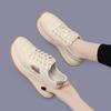 Leather little white shoes women's new spring and autumn flats fashion board shoes mesh soft sole light sports and leisure shoes
