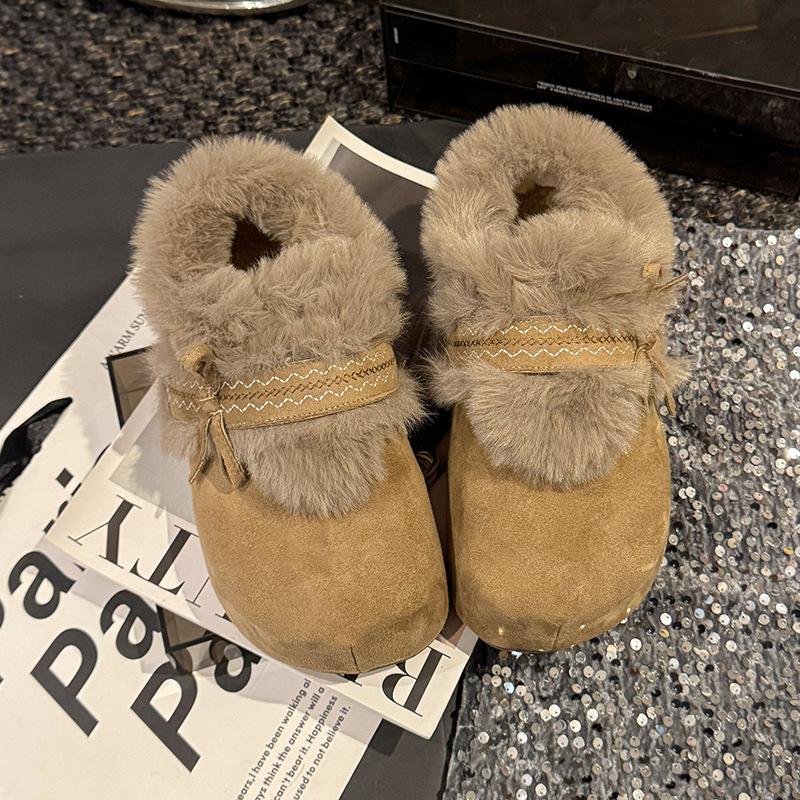 Damenpelz Eine Dicke Sohle Winterpelzmund Leicht Warm Schneestiefel Rutschfest Verschleißfest Lässige Sneaker Baumwollstiefel
