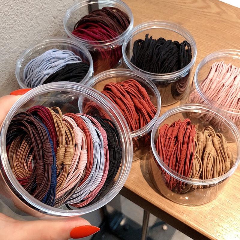 20Pcs Korean Women's Hair Tie Rubber Band Simple High Elastic Durable Hair Ring Simple Temperament Hair Rope Hair Accessories