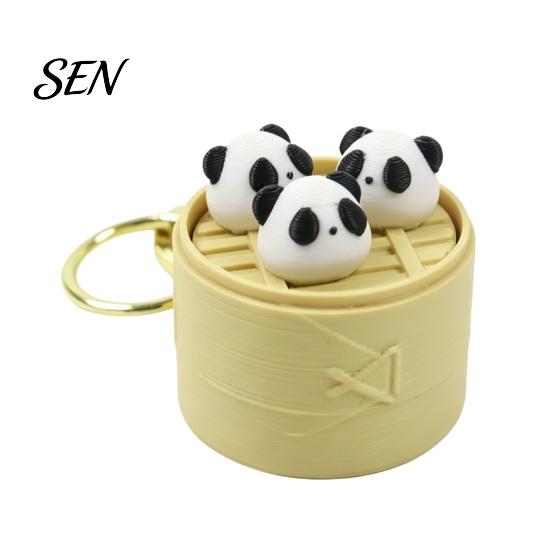 Unique Small Gifts for Friends 3D Printed Mini Animal Steamer Bun Keychain, Clicker Fidget Toy, Simulated Chinese Sensory Toys Anxiety Dim Sum
