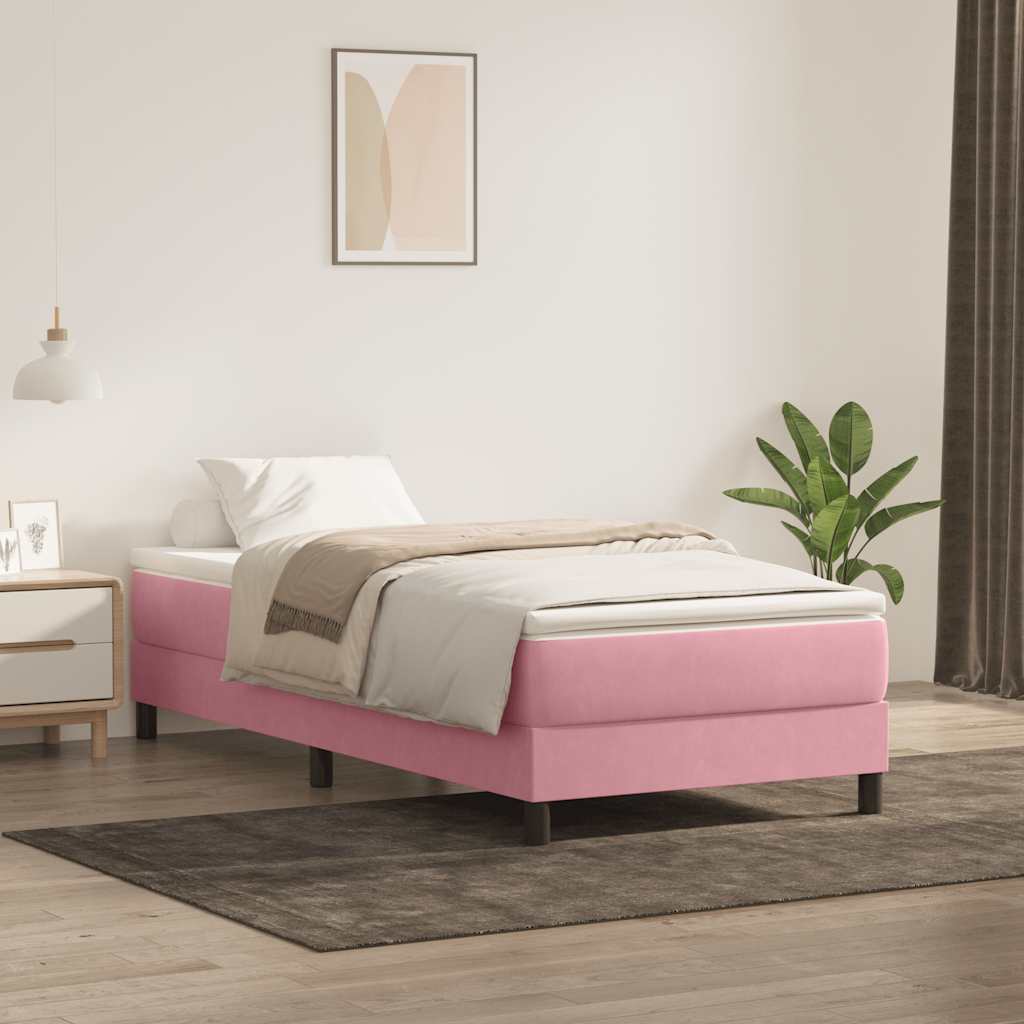 Łóżko Typu Box Spring Bez Materaca Różowe 80X220 Cm Aksamit