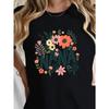 Women's Vintage Wildflowers Print T-Shirt Casual Round Neck Top For Grandmother