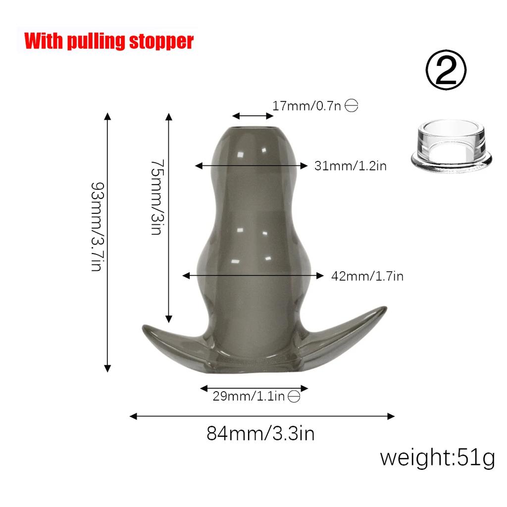 TPE Hollow Anal Plug with Cap - Transparent Tunnel Butt Plug for Gape Training & Prostate Play