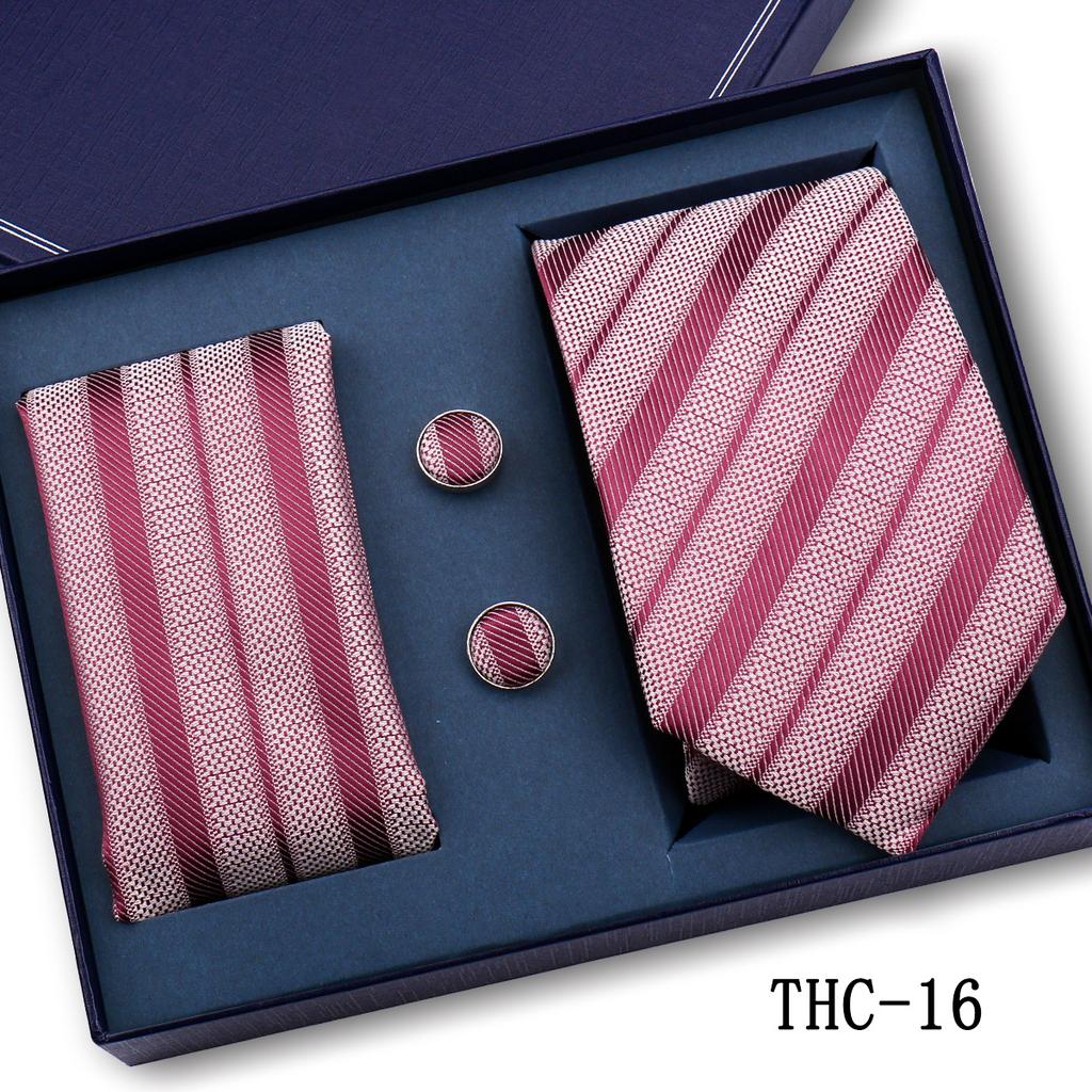 Men'S Business Tie Pocket Square Scarf Gift Box Set Formal Wedding Professional Shirt Trendy Tie Worker