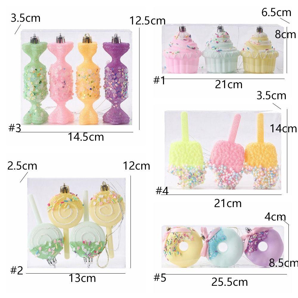 Macaroon Christmas Candy Balls Set Cartoon PVC Cake Lollipop Balls Pendant DIY Ice Cream Donut Christmas Tree Ornaments