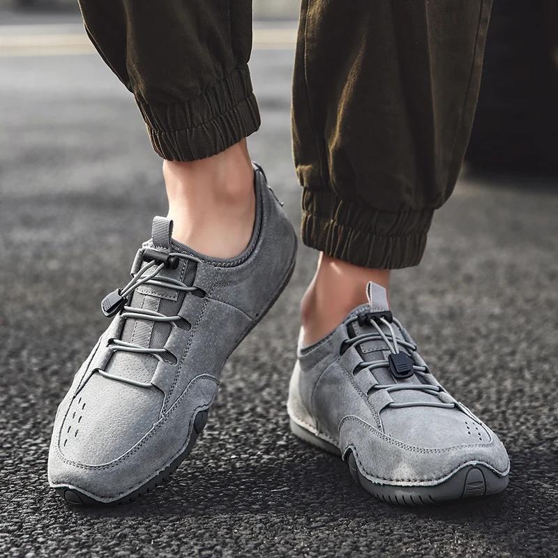 Soft Sole Lightweight Shoes Outdoor Jogging Anti-Slip Wearable Comfort Shoes Genuine Leather Men Loafers Casual Shoes Sneakers
