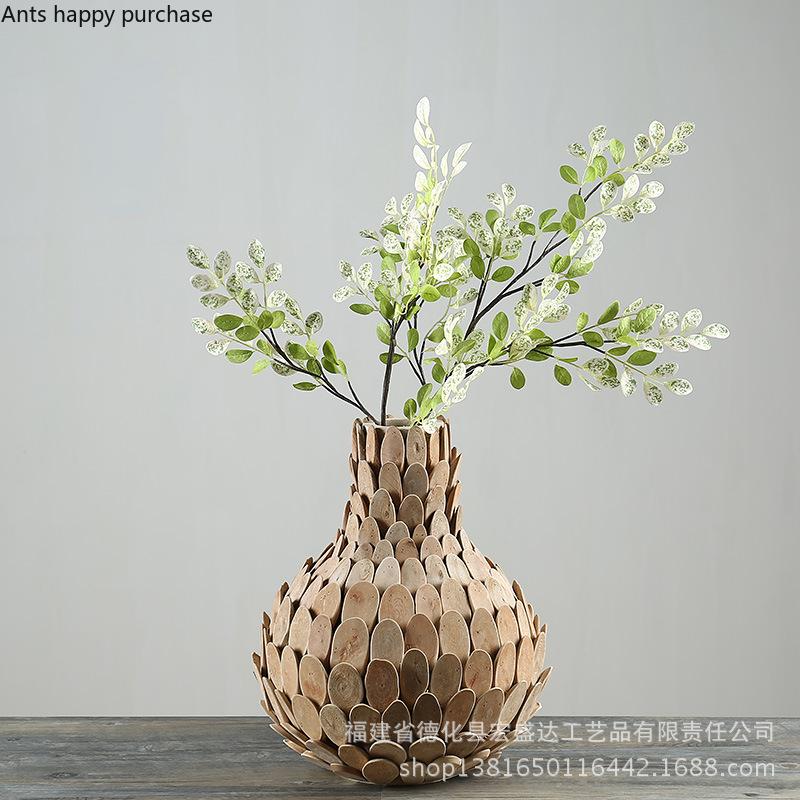 Handmade Wooden Vase Dried Flower Vase Flower Arrangement Container Desktop Decorative Vases Home Decor Ornament Crafts Gift