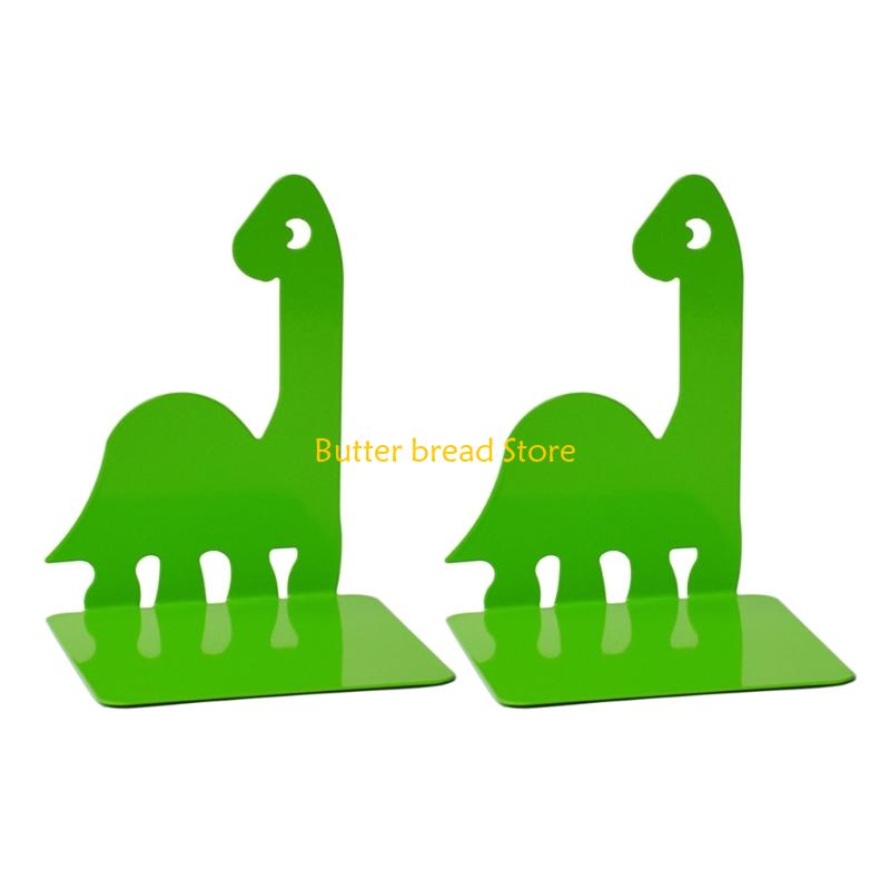 

W89C 2 Pcs Dinosaur Bookends Metal Book Holders Book End Book Stoppers Book Support Desk Organisers for Books Magazines зелёный
