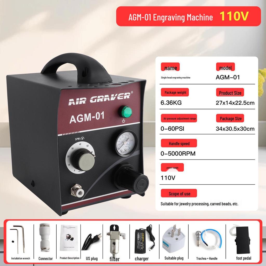Double-Head Pneumatic Engraving Machine for Jewelry, Beading, and Inlay on Gold, Silver, and Copper.