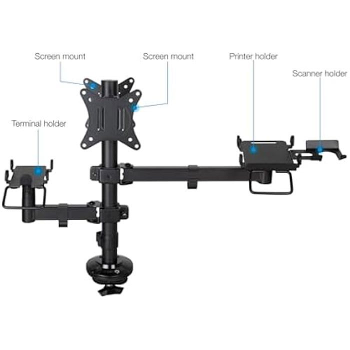 Support de table ajustable - tooq - tqpm0002 - 2 écrans 17-32" - imprimante - terminal avec lecteur