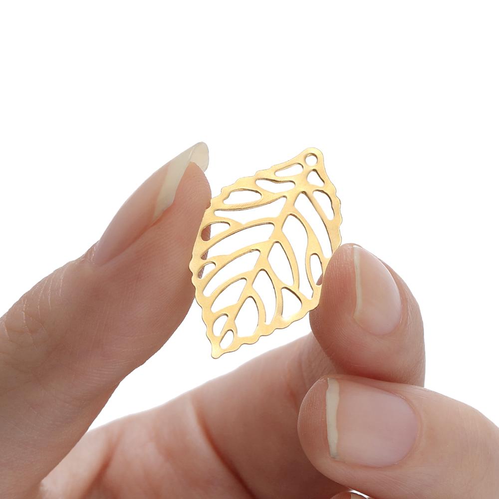 50Pcs/Lot Hollow Tree Leaves Charms Pendants for DIY Earrings Necklace Bracelet Jewelry Making Findings Accessories Supplies